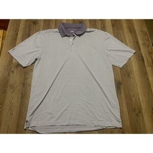 Oxford Golf Shirt, Men's Size XXL, White Purple, Striped, Polo, Short Sleeve